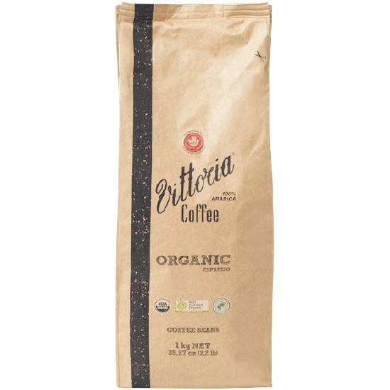 Vittoria Organic Beans or Ground Coffee 1 kg