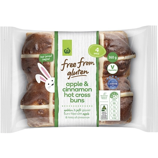 Woolworths Free From Gluten Hot Cross Bun Varieties Pk 4