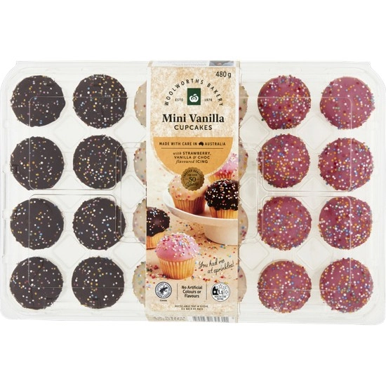 Woolworths Mini Iced Cupcakes Pk 24