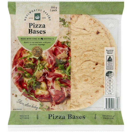 Woolworths Pizza Base 200g Pk 2