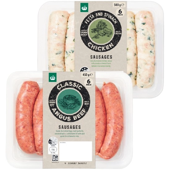 Woolworths Premium Butcher Style Sausage Varieties 450-500g