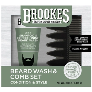 Brookes Beard Wash & Comb 2 Piece Set