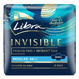 Libra Invisible Regular Pads with Wings 12 Pack