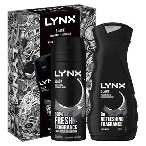 Lynx Black Duo Men's Gift Set Full-Sized Body Spray & Body Wash 2 Piece Set