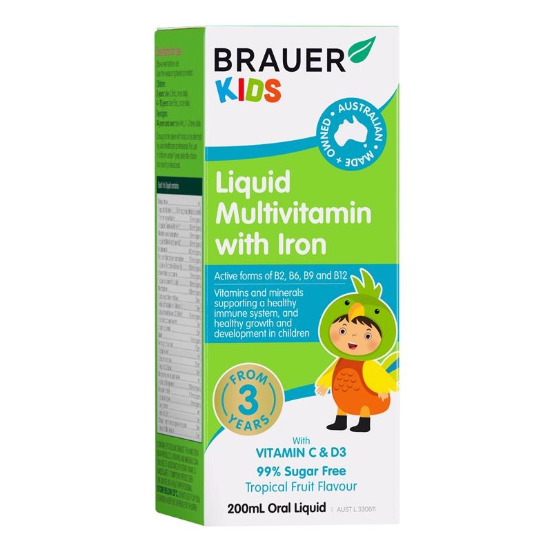 Brauer Kids Liquid Multivitamin with Iron 200ml Oral Liquid