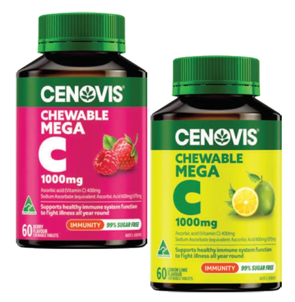 Cenovis Chewable Mega C 1000mg Berry or Lemon Lime 60 Tablets