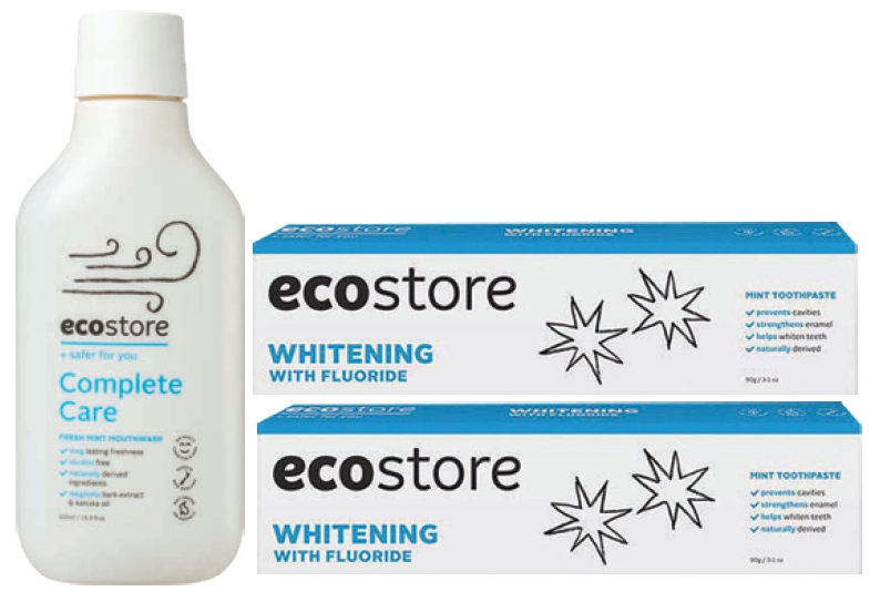 Ecostore Complete Care Mouthwash Mint 450ml or Whitening with Fluoride Toothpaste Mint 90g