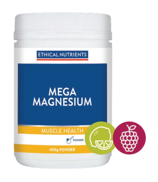 Ethical Nutrients Mega Magnesium 450g Powder Citrus or Raspberry