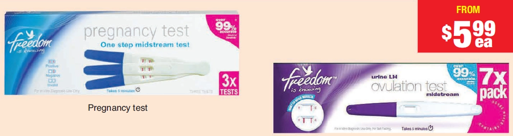 Freedom Mid Stream Pregnancy Test 3 Pack or Ovulation Test LH Midstream 7 Pack