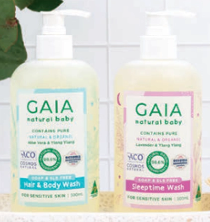 Gaia Natural Baby Hair & Body or Sleeptime Wash 500ml