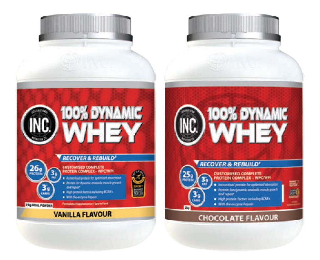 INC. 100% Dynamic Whey Vanilla or Chocolate 2kg