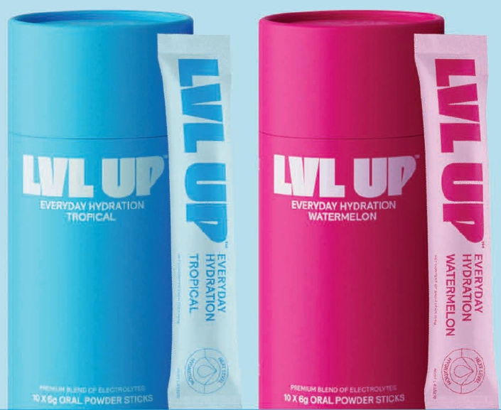 LVL UP Everyday Hydration Tropical or Watermelon 10 x 6g Oral Powder Sticks