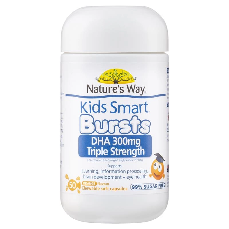 Nature’s Way Kids Smart Bursts DHA 300mg Triple Strength 50 Soft Capsules