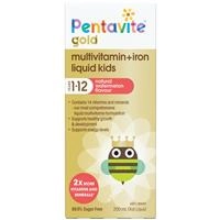 Pentavite Gold Multivitamin + Iron Liquid For Kids 200ml