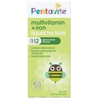 Pentavite Multivitamin + Iron Kids Liquid Lemon Lime 200ml