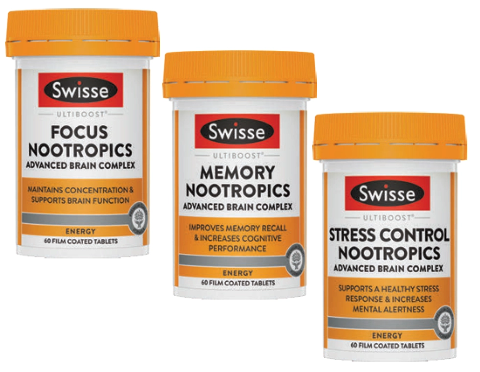 Swisse Ultiboost Focus, Memory or Stress Nootropics 60 Tablets