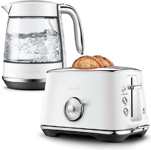 Breville the Crystal Luxe Duo Toaster and Kettle Bundle in Sea Salt