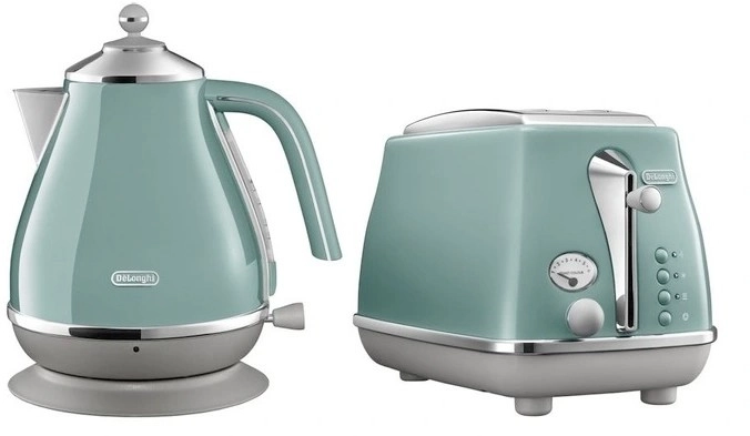 De’longhi Icona Capitals Kettle and 2-Slice Toaster Breakfast Pack in Toronto Green