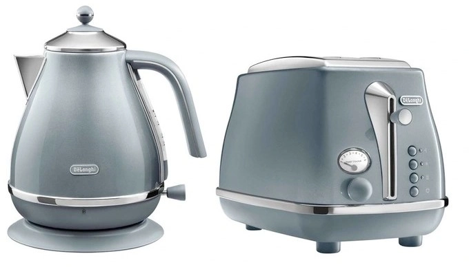 De’longhi Icona Metallics Kettle and Toaster Breakfast Pack in Azure