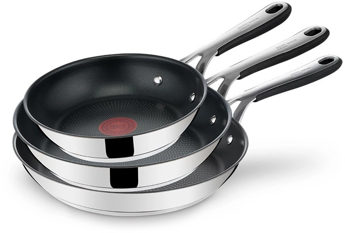 Jamie Oliver by Tefal Kitchen Essentials Induction Non-Stick Stainless Steel Frypan Triple Pack 20cm, 24cm and 28cm