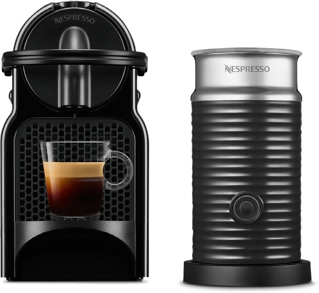 Nespresso by De’longhi Inissia Capsule Coffee Machine and Aeroccino 3 in Black#