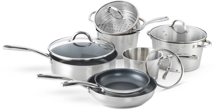 The Cooks Collective 7pc Stainless Steel Non-Stick Cookware Set