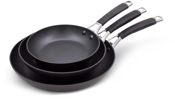 The Cooks Collective Hard Anodised Triple Frypan Pack 20cm, 24cm and 30cm