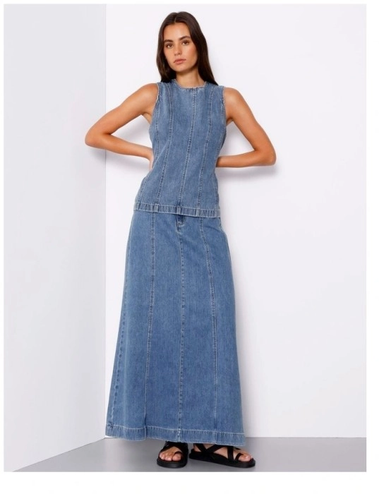 Grab Denim Denim Panelled Skirt