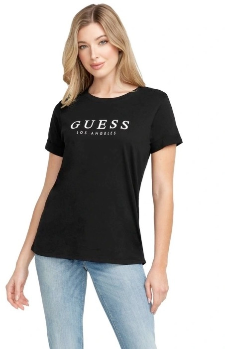 Guess 1981 Rolled Cuff Tee in Black