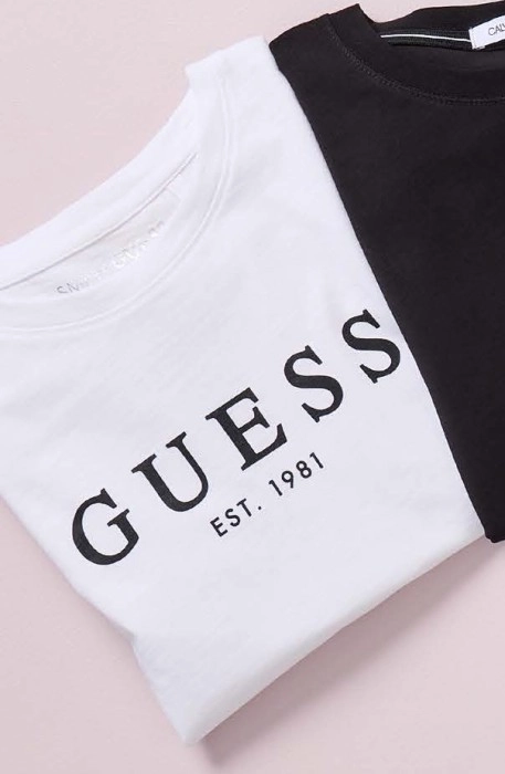 Guess 1981 Rolled Cuff Tee in White