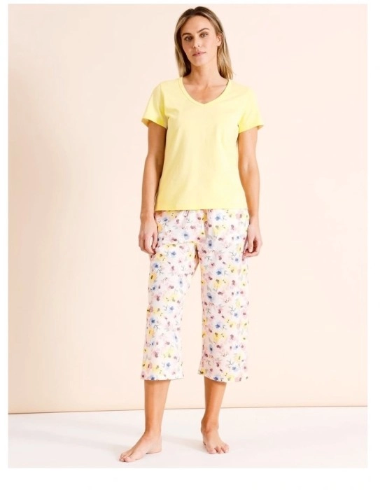 Soho Tableline V-Neck 3/4 PJ Set - Painted Floral