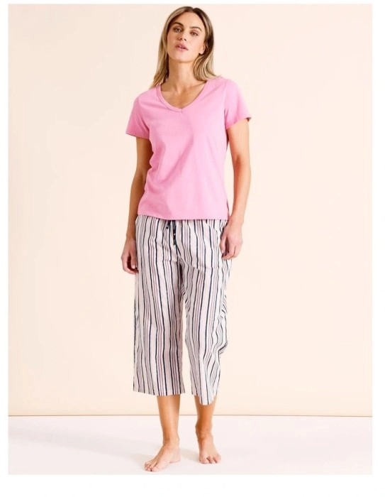 Soho Tableline V-Neck 3/4 PJ Set - Painted Stripe