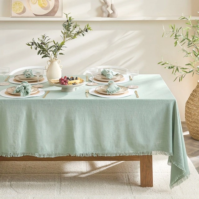 Ashra Fringed Jadeite Table Linen Range by M.U.S.E.