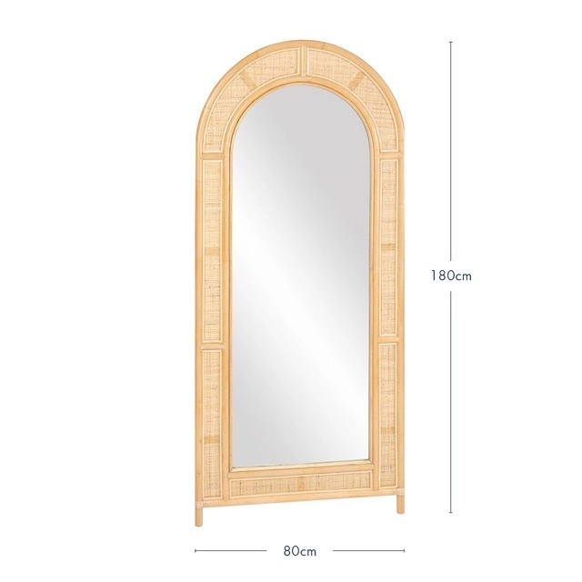 Otto Rattan Arch Floor Mirror by M.U.S.E.