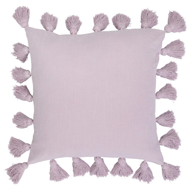 Samira Lilac Chunky Tassel Square Cushion by M.U.S.E.