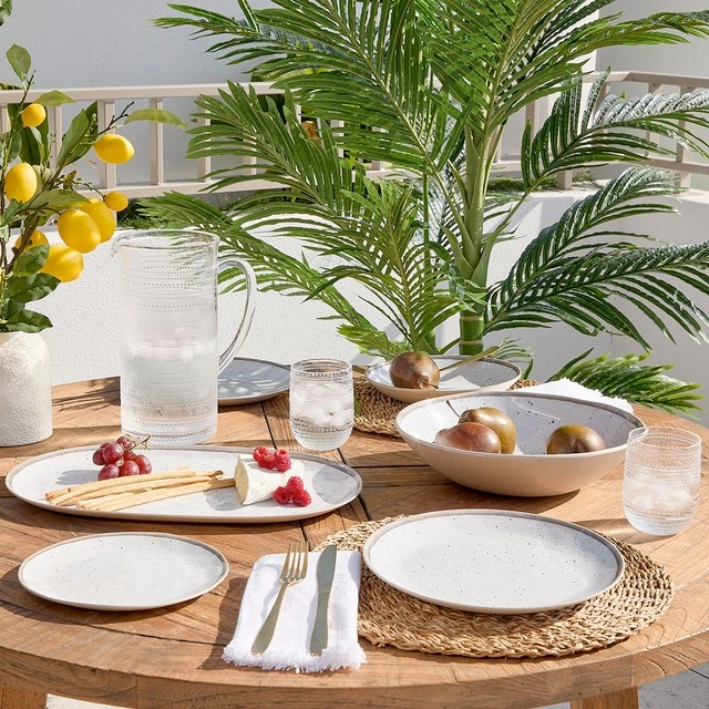 Sundays Dapple White Bamboo Melamine Dinnerware by Pillow Talk