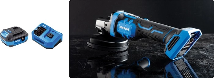 Kincrome 18V 125mm Angle Grinder Skin, 4Ah Battery & 6A Fast Charger Combo