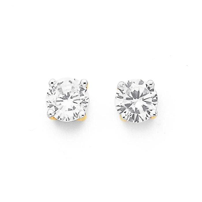 9ct Cubic Zirconia Round Stud Earrings