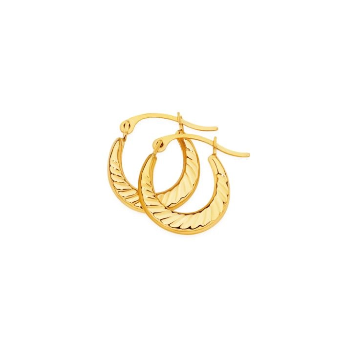 9ct Gold 10mm Twist Creole Earrings