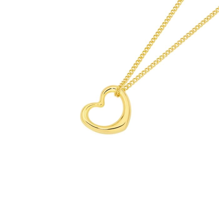 9ct Gold 14mm Open Heart Floating Pendant