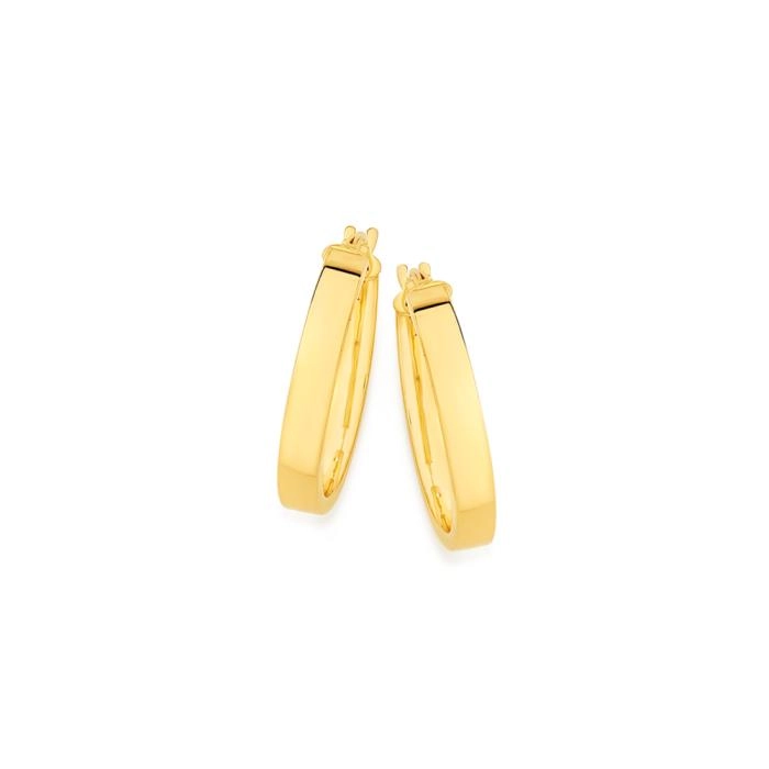 9ct Gold 15mm Square Tube Hoop Earrings