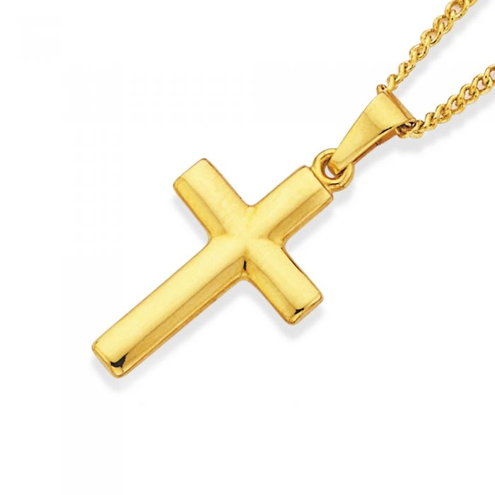 9ct Gold 18mm Plain Cross Pendant