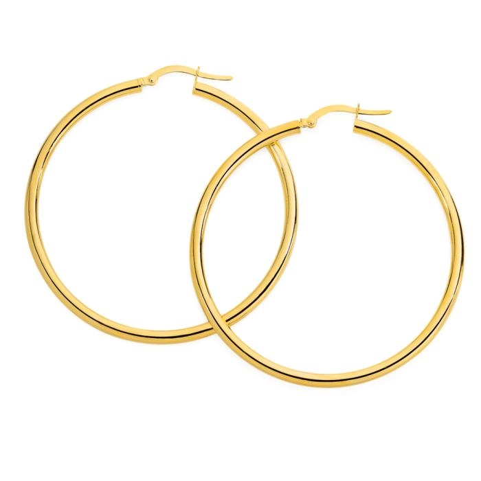 9ct Gold 2.5x40mm Polished Hoop Earrings