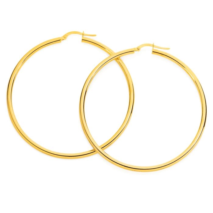 9ct Gold 2.5x50mm Polished Hoop Earrings