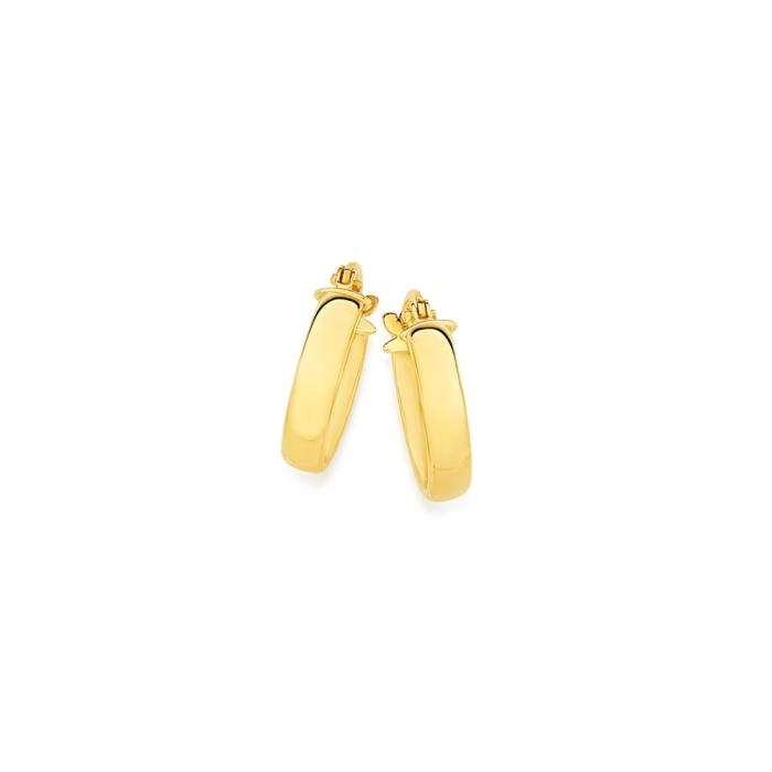 9ct Gold 3x10mm Half Round Hoop Earrings