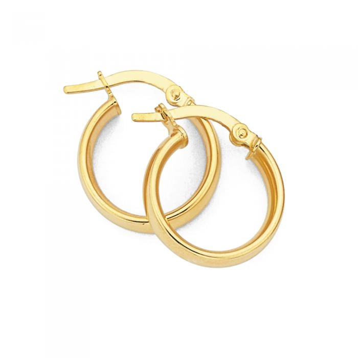 9ct Gold 4x12mm Half Round Hoop Earrings