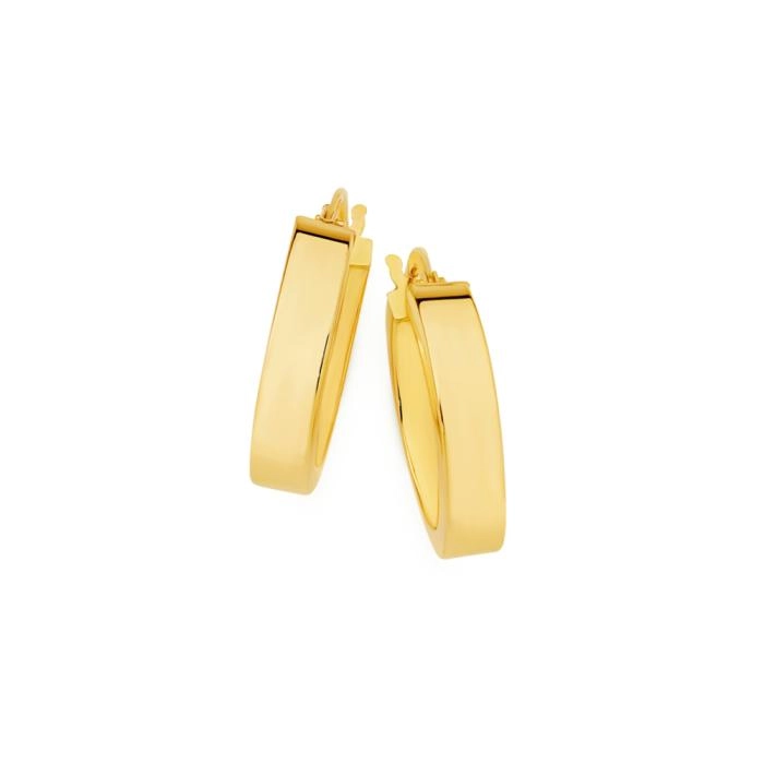 9ct Gold 4x15mm Hoop Earrings