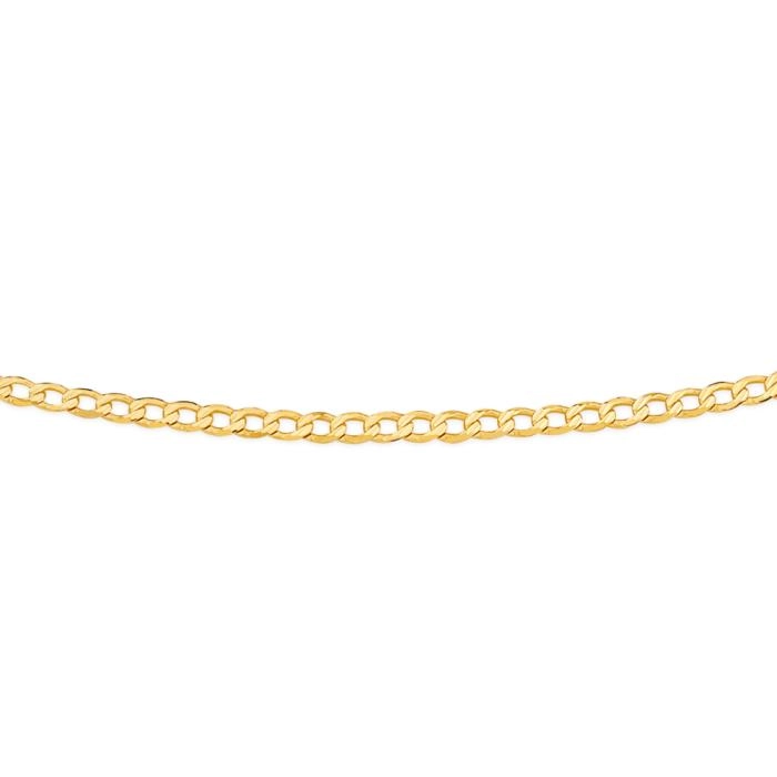 9ct Gold 50cm Solid Diamond-Cut Curb Chain