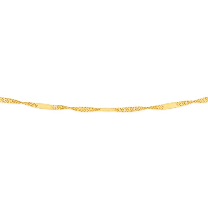 9ct Gold 50cm Solid Diamond-Cut Mirror Singapore Chain