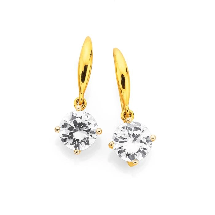 9ct Gold 7mm Round Cubic Zirconia Earrings